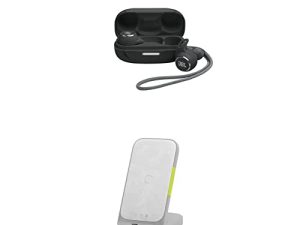JBL Reflect Aero TWS (أسود) وحامل InfinityLab InstantStation اللاسلكي بقوة 33 وات PD USB-C وشاحن لاسلكي سريع الشحن USB-A (أبيض)