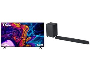 TCL 65 "Class 5-Series 4K UHD QLED Dolby Vision & Atmos، VRR، AMD FreeSync، Smart Roku TV - 65S555 (موديل 2022) و Alto 6+ 2.1 قناة Dolby Audio Sound Bar ، 240W ، 31.5 بوصة ، أسود