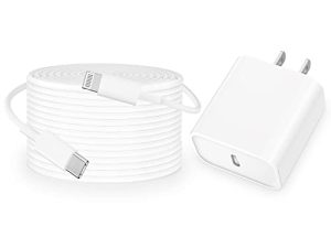 [معتمد من Apple MFi] شاحن iPhone سريع ، Veetone 20W PD Type C Power Wall Charger مقبس سفر مع 6FT USB C إلى Lightning Quick Charging Sync Cord متوافق مع iPhone 14/13/12/11 / XS / XR / X 8 / SE / iPad