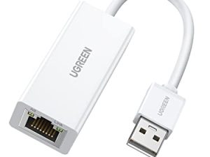 UGREEN Ethernet Adapter USB 2.0 to 10100 Network RJ45 LAN محول سلكي متوافق مع Nintendo Switch Wii Wii U MacBook Chromebook Windows Mac OS Surface Linux ASIX AX88772A Chipset White