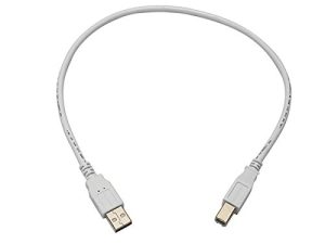 كابل Monoprice 1.5ft USB 2.0 A ذكر إلى B ذكر 28 / 24AWG - (مطلي بالذهب) - أبيض لكابل الماسح الضوئي للطابعة 15 متر لأجهزة الكمبيوتر الشخصية وأجهزة Mac و HP و Canon و Lexmark و Epson و Dell و Xerox و Samsung والمزيد!