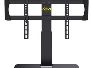 حامل تلفاز عالمي لشاشات تلفزيون LCD / LED / OLED مقاس 32-80 بوصة مع قاعدة حامل تلفاز VESA تصل إلى 600 × 400 مم قابل للتعديل الارتفاع يحمل ما يصل إلى 99 رطلاً مع الزجاج المقسى- APTVS07