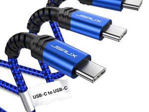 -  كابل USB C إلى USB C [10ft / 6.6ft / 3.3ft] سلك شحن سريع لشاحن JSAUX من النوع C 60 وات متوافق مع Samsung Galaxy S22 S21 S20 Ultra Plus Note 20 10 ، Pixel 6 XL ، iPad Mini 6 / Pro / Air -أزرق