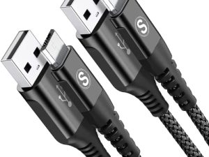 كابل Micro USB 2 Pack 3.3ft ، سلك شاحن سريع Android Sweguard متوافق مع Samsung Galaxy S7 S6 J7 Note 5 و Kindle و Xbox و PS4 والمزيد - أسود