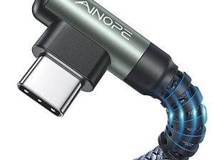 كبل AINOPE USB C [عبوتان ، 6.6 قدم] كابل شحن سريع 3.1A من النوع C الزاوية اليمنى ، كابل شحن USB C مضفر من النايلون المتين متوافق مع Galaxy S10 S9 Plus S21 ، Note 10 9 LG ، شاحن Type C