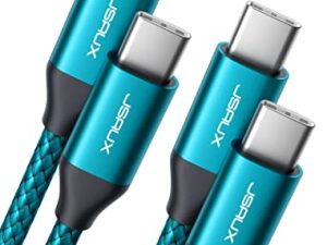 كابل USB C إلى USB C 60 واط ، JSAUX [2-Pack 6.6ft] سلك شاحن من النوع C متوافق مع Samsung Galaxy S22 / S21 / S20 + Ultra ، Note 20/10 Ultra ، MacBook Air / Pro ، iPad Pro ، iPad Air4 ، iPad Mini 6 ، بكسل الأخضر