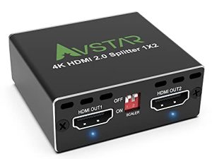 4K @ 60Hz HDMI Splitter 1x2 4: 4: 4،18 Gbps ، يدعم Soundbar ، HDCP 2.2 ، HDCP 2.3 Bypass ، EDID ، مكرر / مرآة / نسخ ، Downscale ، HDR ، Dolby Vision Atmos ، 4K HDMI Splitter 1 in 2 Out for Dual الشاشات