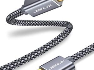 كابل طابعة JSAUX ، سلك طابعة USB 6.6FT ، سلك ماسح ضوئي للكابلات من النوع A ذكر إلى B ذكر عالي السرعة متوافق مع HP و Canon و Dell و Epson و Lexmark و Xerox و Samsung والمزيد (رمادي)