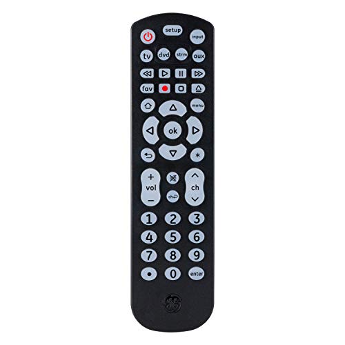 جهاز تحكم عن بعد عالمي بإضاءة خلفية من GE ، يعمل مع Samsung ، Vizio ، TCL ، HiSense ، Sony ، RCA ، Panasonic ، Roku ، Apple TV ، Smart TVs ، Streaming Players ، Blu-Ray ، DVD ، 4-Device ، Black ، 40081 جهاز تحكم عن بعد عالمي بإضاءة خلفية من GE ، يعمل مع Samsung ، Vizio ، TCL ، HiSense ، Sony ، RCA ، Panasonic ، Roku ، Apple TV ، Smart TVs ، Streaming Players ، Blu-Ray ، DVD ، 4-Device ، Black ، 40081