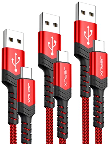 كابل USB-C 3A سريع الشحن ، JSAUX 3-Pack (10ft + 6.6ft + 3.3ft) USB A إلى Type C Charge Nylon Braided Cord متوافق مع Samsung Galaxy S20 S10 S9 S8 Plus Note 10 9 8، PS5 Controller، USB C Charger (أحمر) كابل USB-C 3A سريع الشحن ، JSAUX 3-Pack (10ft + 6.6ft + 3.3ft) USB A إلى Type C Charge Nylon Braided Cord متوافق مع Samsung Galaxy S20 S10 S9 S8 Plus Note 10 9 8، PS5 Controller، USB C Charger (أحمر)