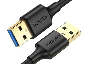 UGREEN USB to USB Cable ، USB 3.0 Male to Male Type A to Type A Cable لنقل البيانات متوافق مع محرك الأقراص الثابتة والكمبيوتر المحمول ومشغل DVD والتلفزيون وموصل USB 3.0 والشاشة والكاميرا وصندوق الإعداد والمزيد 1.5 قدم