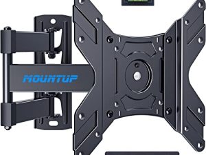 MOUNTUP UL شاشة تلفزيون على الحائط قابلة للدوران والإمالة لمعظم أجهزة التلفزيون المنحنية LED LCD مقاس 14-42 بوصة ، حامل تلفزيون كامل الحركة على الحائط مع ذراع مفصلية ، Max VESA 200x200mm up to 33lbs ، MU0029