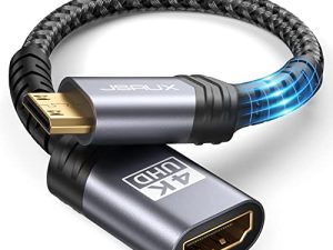 محول صغير من HDMI إلى HDMI ، كابل JSAUX Mini HDMI Male إلى HDMI أنثى مع 4K 60Hz HDR 3D 18Gbps Dolby ، متوافق مع DSLR ، كاميرا الفيديو ، بطاقة الرسومات ، Raspberry Pi Zero W ، الكمبيوتر المحمول ، الكمبيوتر اللوحي ، HDTV ، جهاز عرض ، رمادي