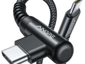 كابل USB C إلى USB C 60 وات ، [2-Pack 6.6ft] AINOPE USB Type C ، الزاوية اليمنى ، متوافق مع Samsung Galaxy S21 S20 ، Note 20 Ultra 10 9 8 ، MacBook Air / Pro 13 '' ، iPad Pro / Air ، بكسل-أسود