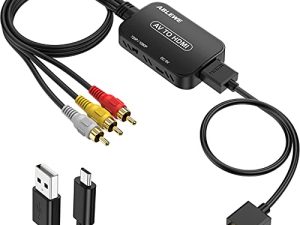 محول ABLEWE RCA إلى HDMI ، محول AV إلى HDMI مع كابل RCA وكابل HDMI يدعم PAL / NTSC لمشغلات Roku / VHS / VCR / Blue-ray DVD