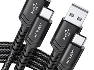 كابل USB-C إلى USB A 3.1A سريع الشحن [عبوتان 3.3ft] ، سلك شاحن JSAUX USB من النوع C متوافق مع Samsung Galaxy S10 S9 S8 S20 Plus A51 A12 A11، Note 10 9 8، PS5 شاحن USB C - أسود