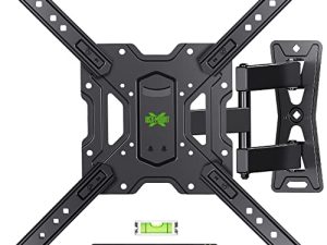 حامل تلفزيون بالحركة الكاملة USX MOUNT ، حامل حائط للتلفاز بمفاصل دوارة من أجل 26-55 بوصة LED ، OLED ، تلفزيون 4K ، حامل تلفزيون على الحائط مع VESA 400x400mm حتى 60 رطلاً ، تصميم مركزي مثالي - XMM006-1