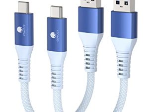 شاحن USB C سريع الشحن ، Conmdex [2-Pack ، 2ft] USB 3.1 Gen 2 Android Auto USB C Cable ، 3A USB A إلى USB C Samsung Phone Charger Cable ، 10Gbps Data Cord لهاتف Galaxy S22 S21 S10 Note 20 10 ، أزرق