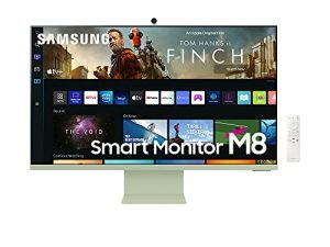Samsung M8 Series 32-Inch 4K UHD Smart Monitor & Streaming TV مع كاميرا ويب رفيعة لتجربة أقل من الكمبيوتر ، Netflix ، HBO ، Prime VOD ، والمزيد ، Apple Airplay ، WiFI ، BT ، مكبرات صوت مدمجة ، 2022 ، أخضر