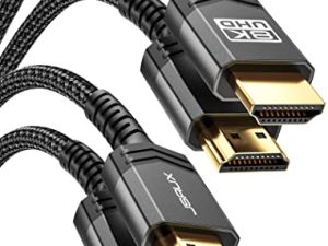 كبلات HDMI 2.1 8K 6FT 2-Pack JSAUX 48Gbps 8K & 4K فائقة السرعة (8K @ 60Hz 7680x4320 ، 4K @ 120Hz) eARC HDR10 HDCP 2.2 & 2.3 3D ، متوافق مع PS5 / PS4 / X-Box / Roku TV / HDTV / بلو راي / ال جي / سامسونج كيو ال اي دي