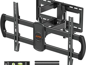 ELIVED Full Motion TV قابل للدوران والإمالة لمعظم أجهزة التلفزيون ذات الشاشات المسطحة 37-75 بوصة ، حامل للتلفزيون مع أذرع مفصلية ، ماكس VESA 600x400 مم ، 100 رطل. تحميل ، 12 "/ 16" ترصيع الخشب