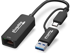 قابل للتوصيل 2.5G USB C ومحول USB إلى Ethernet ، محول 2 في 1 متوافق مع USB C / Thunderbolt 3 أو USB 3.0 ، USB-C إلى RJ45 2.5 جيجابت LAN متوافق مع Mac و Windows