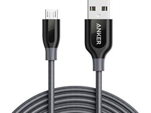 Anker Powerline + Micro USB (10 أقدام) الكبل المتميز المتين [النايلون المضفر المزدوج] لهاتف Samsung Galaxy S7 Edge S6 S5 S2 و LG K40 K20 و Moto E4 E5 E6 والجهاز اللوحي و PS4 و Xbox والمزيد (رمادي)