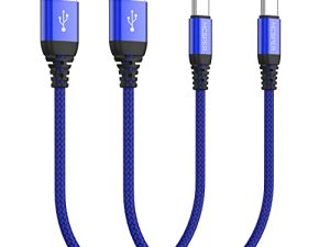 كبل USB C قصير (عبوة 0.5 قدم) ، شاحن USB من النوع C ، سلك شحن سريع مجدول من النايلون متوافق مع Samsung Galaxy S10 + S9 S8 Plus ، Note 9 8 ، LG G6 G7 V35 ، Pixel 2 XL ، حجم مثالي لبنك الطاقة (أزرق)