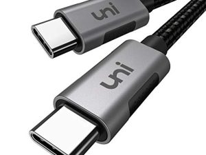 كابل USB C إلى USB C 100 وات 10 أقدام uni طويل USB من النوع C 5A سريع الشحن سلك مضفر من النايلون متوافق مع MacBook Pro 2021/2020/2019 و iPad Pro 2021 و Dell XPS 15/13 والمزيد