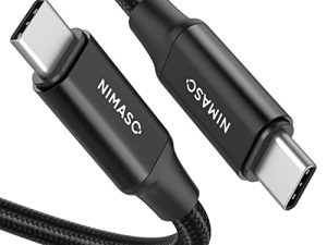 كابل NIMASO USB C إلى USB C 3.1 Gen 2 لنقل البيانات بسرعة 10 جيجابت في الثانية وكابل مراقبة إخراج الفيديو بدقة 4K 100 وات PD سريع الشحن متوافق مع Thunderbolt 3 و MacBook Pro و iPad Pro و Galaxy S21 و Google Pixel - 3.3 قدم