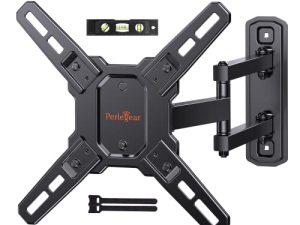 حامل حائط للتلفاز Perlegear لأجهزة التلفزيون والشاشات المسطحة أو المنحنية مقاس 13-42 بوصة حتى 55 رطلاً ، حامل حائط للتلفاز بحركة كاملة مع ذراع مفصلية ، حامل حائط للتلفاز بزاوية دوارة ، Max VESA 200x200mm ، PGSF6