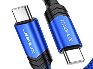 كابل USB C إلى USB C 100 وات 10 قدم ، سلك شاحن شحن سريع JSAUX 5A PD USB من النوع C متوافق مع MacBook Pro 2021/2020/2019 ، MacBook Air ، iPad Pro / Air / Mini ، Dell XPS 15/13 ، Galaxy S / Note ، بكسل أزرق