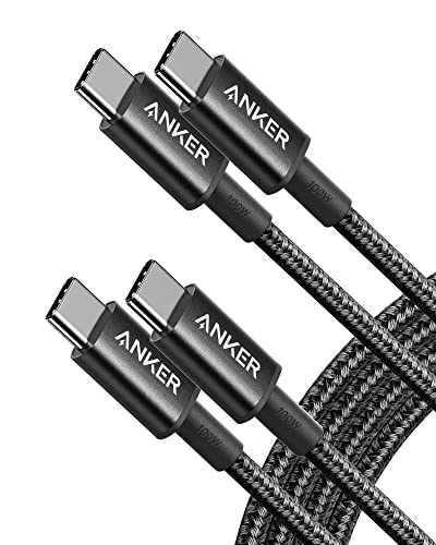 Anker 333 USB C to USB C Cable (6ft 100W، 2-Pack)، USB 2.0 Type C Charging Cable Fast Charge for MacBook Pro 2020، iPad Pro 2020، iPad Air 4، Samsung Galaxy S21، Pixel، Switch، LG والمزيد (أسود) Anker 333 USB C to USB C Cable (6ft 100W، 2-Pack)، USB 2.0 Type C Charging Cable Fast Charge for MacBook Pro 2020، iPad Pro 2020، iPad Air 4، Samsung Galaxy S21، Pixel، Switch، LG والمزيد (أسود)