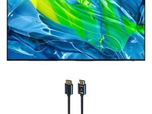 SAMSUNG QN55S95BAFXZA تلفزيون ذكي 55 بوصة Quantum OLED HDR UHD 4K مع كابل مضفر Austere 5S-4KHD2-2-5M V-Series 2.5m Premium 4K HDR HDMI (2022)