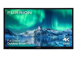 تلفزيون ذكي خارجي أورورا مقاس 43 بوصة مزود بغطاء كامل 4K LED - تلفزيون خارجي مقاوم للماء HDR10 LED مع شاشة مضادة للوهج وشاشة LED 400-Nit وهوائيات خارجية RangeXtend لمناطق المعيشة الخارجية المظللة بالكامل