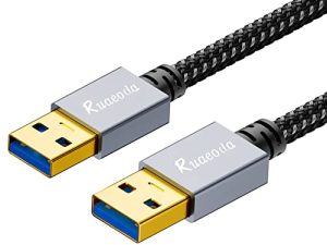 كابل Ruaeoda USB إلى USB بطول 1 قدم ، USB 3.0 ذكر إلى ذكر من النوع A إلى النوع A سلك USB مزدوج الجوانب لنقل البيانات متوافق مع محرك الأقراص الثابتة والكمبيوتر المحمول ومشغل DVD والتلفزيون وموصل USB 3.0 والشاشة والمزيد