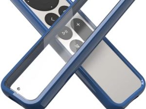 جراب TotalMount Air Rim لأجهزة التحكم عن بعد لأجهزة Apple TV (2022 و 2021) - جراب جهاز تحكم عن بعد هجين من Apple TV نحيف مع حماية فائقة من السقوط - غطاء محيط أزرق وظهر شفاف