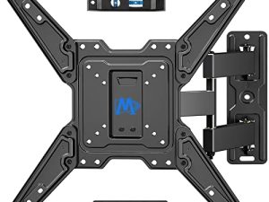 Mounting Dream TV Wall Mount لمعظم أجهزة التلفاز مقاس 26-55 بوصة ، حامل تليفزيون كامل الحركة مع تصميم مركزي مثالي على مسمار واحد مفصلي Max VESA 400x400mm up to 77 LBS ، حامل تلفاز مثبت على الحائط MD2413-MX