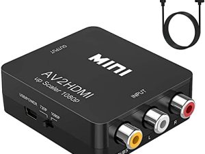 ABLEWE RCA to HDMI، AV to HDMI Converter، 1080P Mini RCA Composite CVBS Video Audio Converter Adapter Support PAL / NTSC for TV / PC / PS3 / STB / Xbox VHS / VCR / Blue-Ray DVD Players