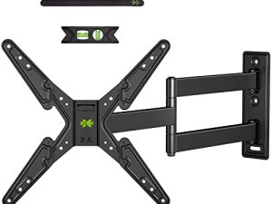 USX MOUNT حامل تلفزيون بالحركة الكاملة يناسب معظم أجهزة التلفاز مقاس 26-55 بوصة وذراع تمديد 24 بوصة مع دوران ذراع مفصلي وإمالة ، وحامل تثبيت للتلفاز بتصميم مركزي الزاوية MAX VESA مقاس 400 × 400 مم و 88 رطلاً