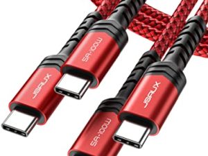 كابل USB C إلى USB C 100 وات [عبوتان 6.6FT & 10FT] ، سلك شحن سريع JSAUX PD 5A USB Type C متوافق مع MacBook Pro ، iPad Pro ، iPad Mini ، iPad Air 5/4 ، Samsung Galaxy S22 S21 S20 Note 20 10 ، بكسل الأحمر