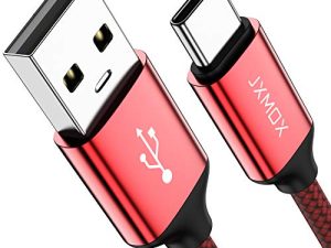 كابل USB من النوع C ، USB A إلى USB C 3A سريع الشحن (3.3 قدم 2 عبوة) سلك شحن مجدول متوافق مع Samsung Galaxy S10 S9 S8 Plus ، Note 9 8 ، A11 A20 A51 ، LG G6 G7 V30 V35 ، Moto Z2 Z3 ، شاحن USB C (أحمر)