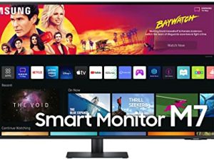 Samsung 43 "M70B Series 4K UHD USB-C Smart Monitor & Streaming TV ، 4ms ، 60Hz ، HDR10 ، شاشة لاسلكية ، محاور الألعاب وإنترنت الأشياء ، Alexa المدمج ، 2022 ، LS43BM702UNXZA ، أسود