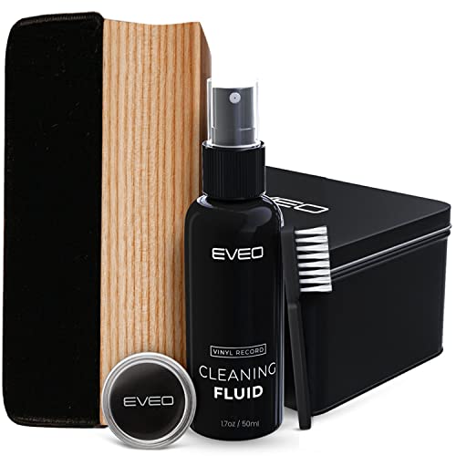 EVEO Premium Vinyl Record Cleaner Kit - مجموعة كاملة 4 في 1 لتنظيف سجلات الفينيل لألبومات التسجيلات - تتضمن فرشاة تسجيل مخملية ناعمة ، سائل تنظيف ، منفضة وجل تنظيف القرص الدوار EVEO Premium Vinyl Record Cleaner Kit - مجموعة كاملة 4 في 1 لتنظيف سجلات الفينيل لألبومات التسجيلات - تتضمن فرشاة تسجيل مخملية ناعمة ، سائل تنظيف ، منفضة وجل تنظيف القرص الدوار