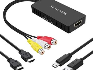 محول RuiPuo RCA إلى HDMI ، محول AV إلى HDMI ، محول مركب إلى HDMI يدعم 1080P ، PAL / NTSC متوافق مع WII / WII U / PS one / PS2 / PS3 / STB / Xbox / VHS / VCR / Blue-Ray DVD إلخ.