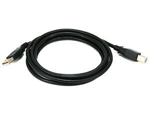 كابل Monoprice 6-Feet USB 2.0 A ذكر إلى B ذكر 28 / 24AWG (مطلي بالذهب) (105438) ، أسود