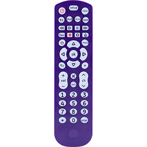 جهاز تحكم عن بعد عالمي بإضاءة خلفية GE لسامسونج ، Vizio ، LG ، Sony ، Sharp ، Roku ، Apple TV ، RCA ، Panasonic ، Smart TV ، مشغلات البث ، Blu-Ray ، DVD ، 4 أجهزة ، بنفسجي ، 45765 جهاز تحكم عن بعد عالمي بإضاءة خلفية GE لسامسونج ، Vizio ، LG ، Sony ، Sharp ، Roku ، Apple TV ، RCA ، Panasonic ، Smart TV ، مشغلات البث ، Blu-Ray ، DVD ، 4 أجهزة ، بنفسجي ، 45765