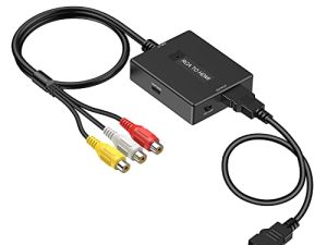 محول Uzifhdhi RCA إلى HDMI ، محول AV إلى HDMI مع كابل HDMI يدعم PAL / NTSC لـ PS2 / VHS / VCR / Blue-Ray DVD إلخ.