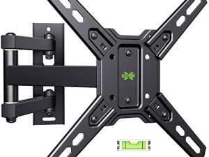USX MOUNT شاشة تلفزيون بالحركة الكاملة للتلفزيون بشاشة منحنية مقاس 13-42 بوصة وشاشات تصل إلى 55 رطلاً ، دعامة تثبيت للتلفاز بمسمار مفرد لتمديد إمالة الذراعين المفصلية ، ماكس VESA 200x200mm