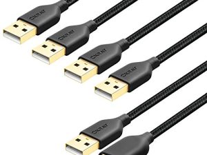 [5 عبوات] كبل تمديد USB ، نوع OKRAY ذكر إلى أنثى ، كابل تمديد نقل بيانات سلك تمديد USB 2.0 ، 6 أقدام نايلون مضفر بموصل مطلي بالذهب لمحرك أقراص فلاش USB ، طابعة (أسود × 5)